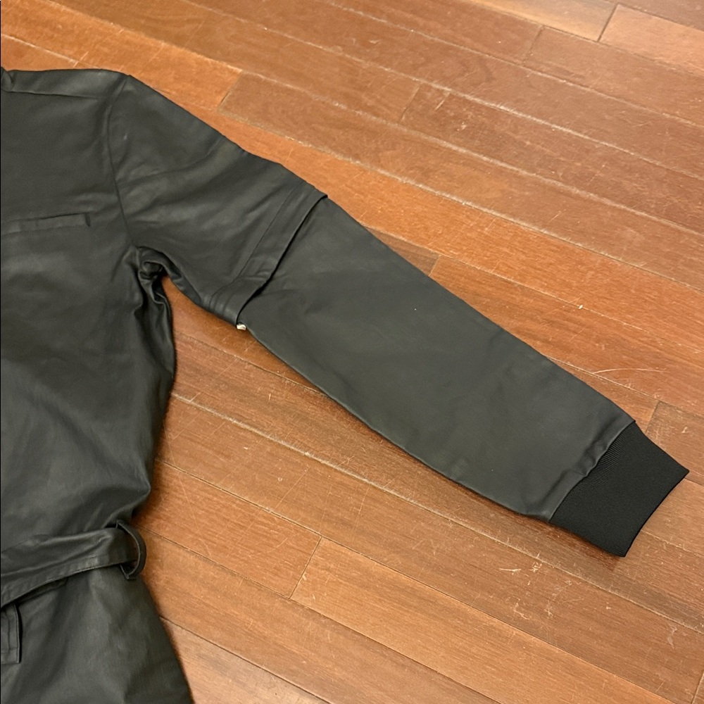 Men’s Black Quilted Knee Jumpsuit with Belt - Picture 13 of 16